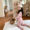Conjunto de roupa de casa infantil unissex com estampa de desenho animado, ideal para o outono e inverno. Pijama macio e confortável para crianças, tamanhos 80 a 150, com calça comprida.