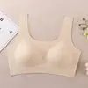 Sujetador de Seda Hielo Liso de Color Sólido con Tirantes Anchos, Cómodo, Transpirable, Versátil, Sin Tirantes y Sujetador Push-Up