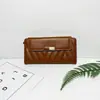 Cartera de Mujer Nueva de Estilo Largo Transfronteriza, Color Sólido Simple, Bordado Vintage de Alta Gama, Cartera de Mujer con 70% de descuento, En Stock para Venta al por Mayor