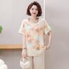 Ropa de Verano para Mamá 2025 Nueva Camisa de Manga Corta Traje Estilo Occidental Camiseta para Mujeres de Mediana Edad y Ancianas Traje de Dos Piezas Nuevo Estilo Chino