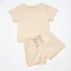 Traje de Manga Corta para Bebé de Fibra de Bambú Verano Transpirable Delgado Algodón de Porcelana Ropa Infantil Conjunto de Dos Piezas