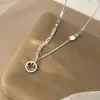 Collar de Plata S925 Nalan Estilo Ins Smiley Hueco Incrustado de Diamantes Nuevo Estilo Diseño Elegante Joyería para el Cuello Y00019
