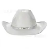 Fiesta de Halloween Sombrero de Vaquero Negro con Brillo de Diamantes Borde Crudo Sombrero de Vaquero de Compuesto Eva con Diamantes de Halloween