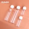 Xu Min en stock 50ml Hombro Redondo pet Botella de Rocío Puro Tapa Esférica Blanca Botellas Cosméticas Transparentes para Tónico