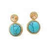 Accesorios para Aretes de Perlas DIY Transfronterizos, Aretes de Turquesa Estilo Bohemio Vintage, Engastes Incrustados, Cierres de Aretes al por Mayor