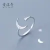 Anillo de Plata Nalan S925 para Mujer Estilo K Pequeño Fresco Diamante Luna Estrella Media Luna Bahía Creciente Pulsera Abierta J4964