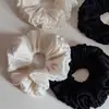 Elástico de Cabelo Elegante Estilo Francês com Flor em Botão Plissada, Prendedor de Cabelo Simples de Alta Moda, Novo Acessório de Cabelo