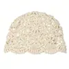 Nuevo sombrero tipo turbante de encaje hueco dulce estilo japonés para mujer, sombrero tejido a mano transpirable de ganchillo de paja de papel vintage