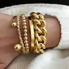 Pulseira Chunky Ecológica Transfronteiriça Europeia e Americana Conjunto de 5 Peças Corrente de Alumínio + Corrente de Ferro + CCB Personalizado Design Exagerado Joias com Contas de Corrente