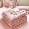 Algodón seersucker lavado de verano colcha de verano fresca lavable a máquina colcha de aire acondicionado dormitorio individual delgada colcha de verano de tres cuatro piezas