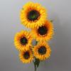 Atacado 5 Girassóis Artificiais para Casamento e Decoração de Casa, Flores de Seda, Plantas Verdes, Girassóis, Adereços de Fotografia, Flores Artificiais