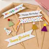 Feliz Cumpleaños Banner Colorido Decoración de Pastel de Cumpleaños para Niños Enchufe Estilo Coreano Estilo Ins Enchufe de Cumpleaños