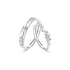 Anillo de plata de ley s999 con frecuencia de amor, anillo simple con nicho, estrella, tierra, circón, ajustable, para pareja, venta al por mayor