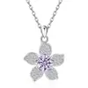 Collar Cruzado Europeo y Americano de Plata de Ley S925 Trébol de la Suerte de Amazon Colgante de Flor Versátil de Doce Piedras de Nacimiento Cadena para Clavícula