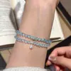Pingente de Cabacinha Azul Topázio Azul Lapidado em Facetas Prata Esterlina S925 Pulseira Versátil para Mulheres Joia Versátil Estilo Fresco de Alto Padrão
