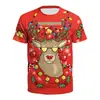 Ropa Festiva de Santa Claus Nueva Europea y Americana 2024 Impresión Digital 3D Juvenil Casual Holgada Cuello Redondo Manga Corta
