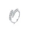 Anillo Abierto de Plata de Ley S925 de Lujo Ligero de Gama Alta Incrustado de Diamantes para Mujer, Moderno y Versátil para el Trabajo, Anillo Ajustable para Dedo Índice para Mujer