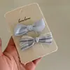 Grampo de Cabelo com Laço Listrado Azul Menta Quebra-Clipes Grampo para Franja de Menina pequena conjunto Grampo Bico de Pato Grampo para Cabelo Quebrado Infantil