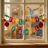 Exclusivo para ventas transfronterizas: Set de decoración para área de aprendizaje con pancarta de pompones de fieltro en forma de manzana y banderines de tirar para decoración de aula de regreso a clases para niños