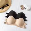 Kaka Mismo Estilo Delgado Brillante Una Pieza Envolvente Sin Tirantes Envoltura para el Pecho Sexy Push-up Sujetador Invisible Antideslizamiento Ropa Interior Ligera para Mujer