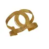 Brazalete abierto tejido de metal retorcido dorado brillante estilo antiguo vintage con un toque de alta gama