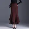 Falda midi de cola de pez con retazos de malla irregular para mujer, nueva colección otoño 2026, falda larga fluida y estilizada, elegante y con estilo para el trabajo