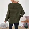 Suéter pullover de comercio exterior transfronterizo europeo y americano, nuevo estilo otoño e invierno 2026, casual, maduro, holgado, suéter verde de hombros descubiertos para mujer