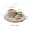 Portavelas de Cemento de Madera Sagrada Peruana Salvia Hojas de Eucalipto Palo de Vainilla Incienso Purificación Bandeja Multifuncional Adorno Decorativo