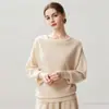 Suéter de Punto Elegante Holgado Adelgazante de Manga Larga para Mujer, Estilo Nuevo Otoño/Invierno, Cachemira, Manga Murciélago de un Hombro, Capa Base de Manga Larga