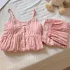 Pijama de mujer estilo ins coreano con copas en el pecho, camisola y shorts, dulce, sexy, casual, conjunto de ropa para casa con camiseta sin mangas holgada
