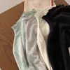 Ins Coreano Primavera Diseño Simple de Cuello Ondulado Corte Ajustado Versátil Suéter Camiseta de Manga Larga Camiseta Base para Mujer
