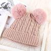 Chapéu feminino inverno adulto forrado com fleece par bola de pelo chapéu de lã pullover chapéu coreano fofo chapéu para frio chapéu de tricô quente personalizado