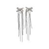 Pendientes de Lazo con Incrustaciones de Diamantes y Perlas, Pendientes de Estilo Francés de Lujo Ligero, Diseño de Nicho de Gama Alta, Pendientes Sencillos al por Mayor