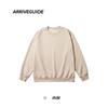 Ag300 Transfronteiriça Europeia e Americana Pesada Solta Cor Sólida Masculina Gola Redonda Algodão Misto Dupla Face Moletom Estilo Coreano Casual Manga Longa Top