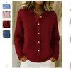 2025 Suéter Cardigan Chaqueta de Punto con Cuello Chal Transfronterizo Europeo y Americano Otoño e Invierno Nuevo Color Puro Casual Moda Ropa para Mujer