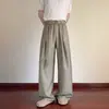 Estilo Old Money Pantalones Casuales de Raya para Hombre Ajuste Relajado Americano Rectos Sueltos Pierna Ancha Pantalones de Traje