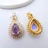 Cobre Banhado a Ouro Cor Duradoura Microincrustado Zircônia Pingente Gota D'água Francês DIY Colar Pulseira Brincos Acessórios de Joia Feitos à Mão
