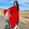 Bufanda de Cuadros de Cachemira Imitación de Estilo Étnico 2024 para Mujer Otoño e Invierno Ropa Exterior Protección Solar Capa con Capucha Chal Grande Dp-18