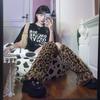Calcetines con estampado de leopardo otoño e invierno cálido conjunto de pierna de felpa personalidad chica hot Y2K subcultura calcetines para la pierna mujer calcetines de felpa