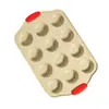 Molde para pastel de acero al carbono esmaltado cerámico transfronterizo con puntos de silicona, molde redondo para 12 muffins para tartas de huevo, pasteles y pudines
