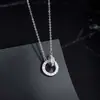 Colar com fivela de anel S925 prata de lei anel duplo digital romano pingente de diamante menina ins luxo leve corrente de pingente versátil