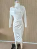 Amazon 2026 Vestido de moda elegante de color liso, corte slim, con abertura, hombros descubiertos, transfronterizo europeo y americano para mujer