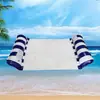 Nueva fila flotante inflable clip red cama flotante agua plegable respaldo fila flotante inflable a rayas hamaca para piscina