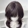 Peluca de Alta Calidad Estilo Medusa para Mujer, Estilo Japonés Vintage, Cabello a la Altura de la Clavícula, Flequillo Recto, Peluca Completa Corte Princesa que Enmarca el Rostro para el Uso Diario