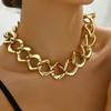 Moda OL estilo hip-hop americano feminino corrente de clavícula 18K banhado a ouro exagerado longo colar versátil nicho jóias