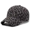 Gorra de béisbol desgastada con estampado de leopardo transfronterizo, moderna, elegante, única, versátil, gorra casual retro de lunares para mujer