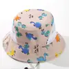 Nueva gorra de pescador de malla con diseño de dinosaurio de dibujos animados para niños, sombrilla de viaje de verano, con ala grande, venta al por mayor de fábrica