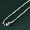 Collar de plata 925 bañado en rodio, cadena de cuerda trenzada de 3 mm, AliExpress Europa y Estados Unidos, Temu, artículo más vendido, 40-75CM