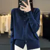 Nuevo cárdigan de punto 2026, chaqueta corta para mujer, ligera, simple, versátil, corte holgado, casual, cuello redondo, prenda exterior, manga larga
