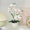 Nueva Flor Artificial Phalaenopsis en Maceta Decoración para el Hogar y la Oficina Bonsái Pequeño Arreglo para Fotografía Flores Artificiales y Adornos de Plantas Verdes